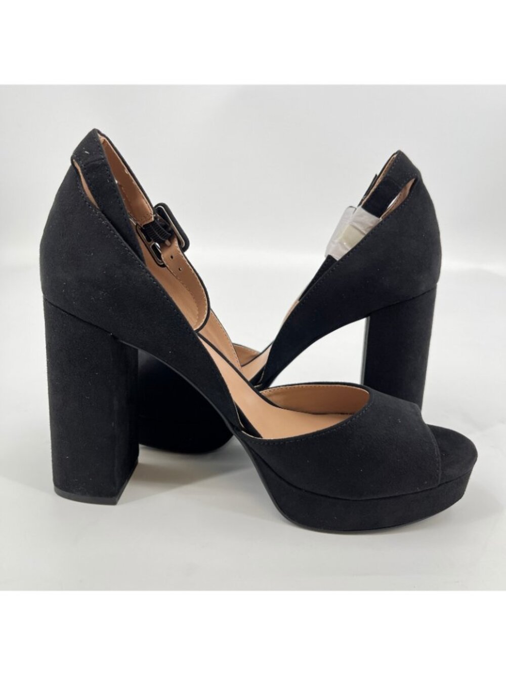 Sun + Stone Reemaa Platform Sandals Black Size 10M Fabric Block Heel Ankle Strap - Picture 7 of 16